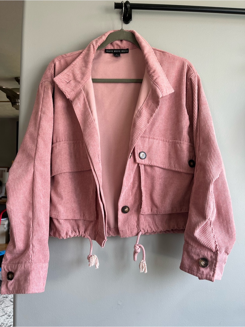 HYFVE corduroy Style Dusty Pink Cropped Jacket
